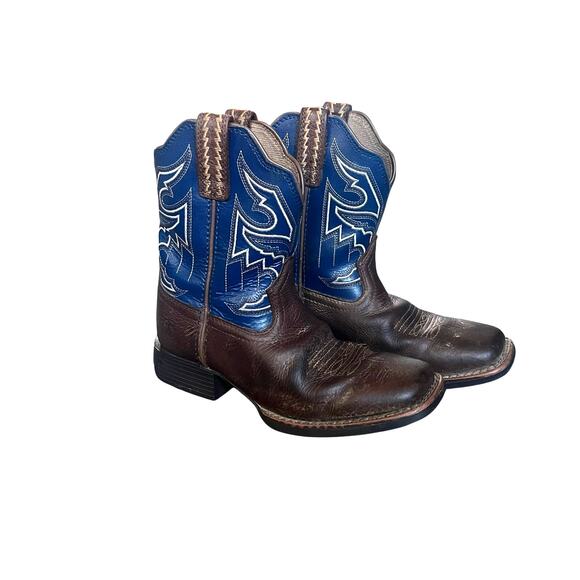 Ariat Youth Sorting Pen Western Cowboy Cowgirl Boot Blue Brown Kids Size 13 - Picture 1 of 11